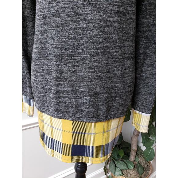 Egy Twofer Sweater Women's Medium Gray Trim Tatran Drop Shoulder Pullover - Picture 8 of 11